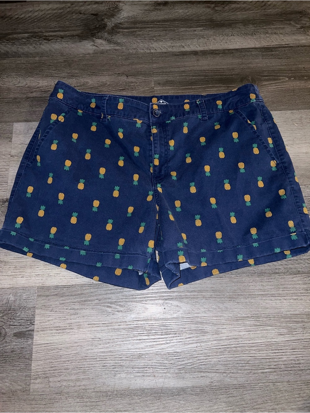 St. John's Bay Navy Shorts with Gold Pineapple Embroidery
